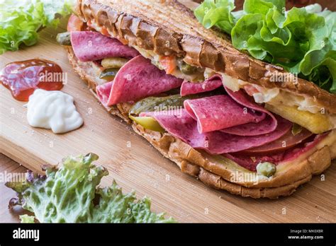 Turkish Toast Sandwich With Ham And Pickles Called Ayvalik Tost Tostu