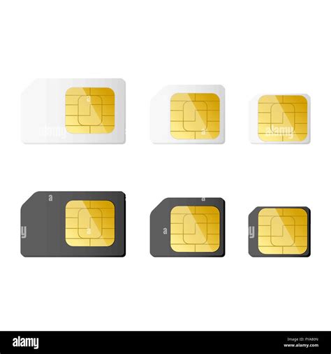 Mini Micro Nano Sim Cards In Black And White Color Vector