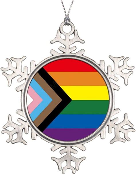 Vinmea Christmas Ornaments Snowflake Progress Pride Flag