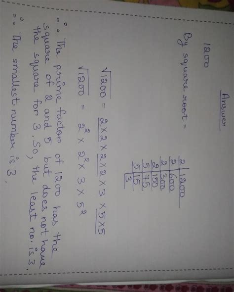 Q2 Find The Smallest Number By Which 1200 Must Be Divided To Make It