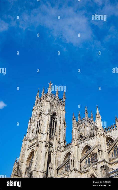 Looking Up At The Two Towers Of York Cathedral Stock Photo Alamy