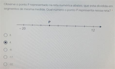 Solved Observe O Ponto P Representado Na Reta Num Rica Abaixo Que