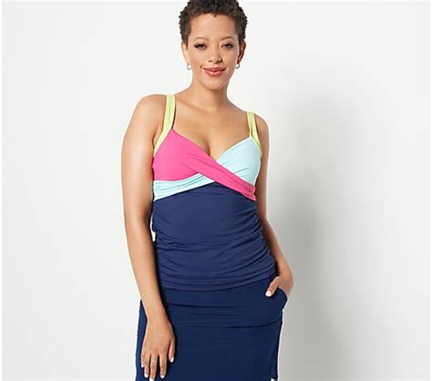 Lands End V Neck Wrap Underwire Tankini Top