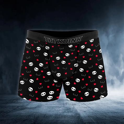 Funny Heart Boob White Skull Boxer Briefs Men Underwear Skull Viking Graphic Tees D All