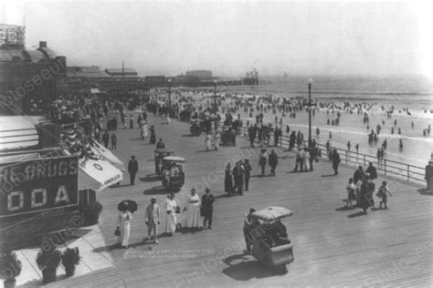 Atlantic City Nj Beach And Boardwalk 4x6 1900s Reprint Of Old Photo