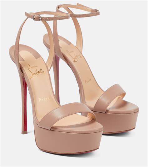 Christian Louboutin Loubi Queen Leather Platform Sandals In Nude ModeSens