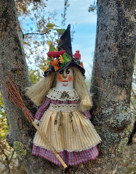 witch doll halloween rag doll kitchen witch decor primitive etsy