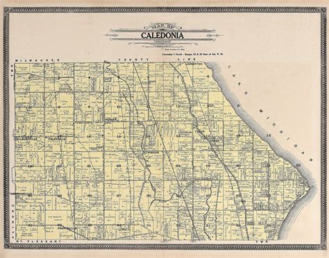 1908 Map Of Caledonia Township Racine County Wisconsin Etsy