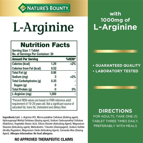 NATURE S BOUNTY L ARGININE Food Supplement 1000mg X 30 Tablets Shopee