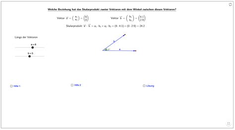 Skalarprodukt Winkel Zwischen Vektoren Mathflix