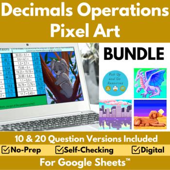 Decimal Operations Th Grade Math Pixel Art Bundle By Pick Up And Go