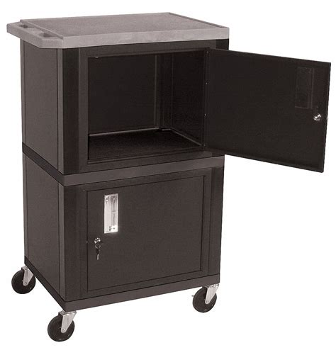 24 in x 18 in, Plastic, AV Cart with Plastic Shelves & Steel Storage Cabinets - 5RCP6|GWTGY50 ...