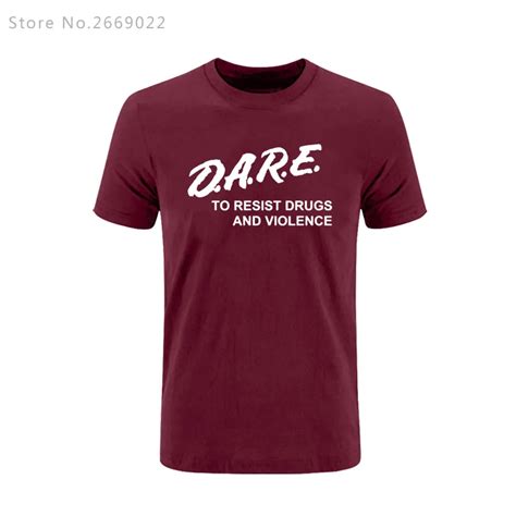 Fashion DARE To Resist Drugs And Violence Letter Printed Men's T Shirt ...