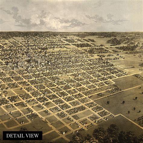 1867 Panoramic Map Of Springfield City Illinois Wall Art Print