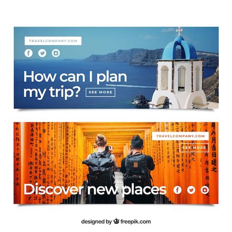 Free Vector Travel Banners With Destination