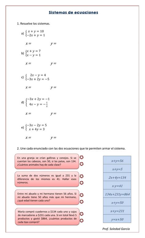 Sistemas De Ecuaciones Interactive Activity Sistemas De Ecuaciones