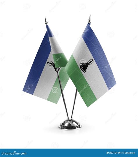 Small National Flags Of The Lesotho On A White Background Stock Photo