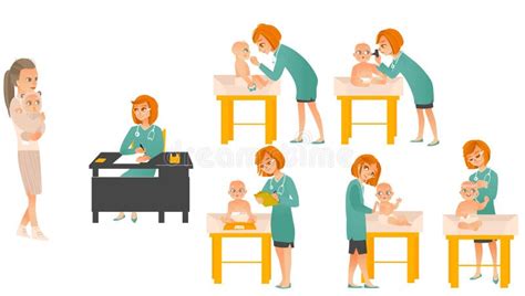 Doutores Do Pediatra Dos Desenhos Animados E Grupo Do Bebê Ilustração