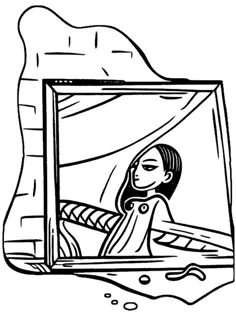 Sad Girl Broken Mirror Coloring Page Creative Fabrica