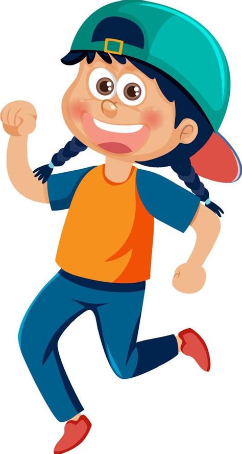 Active girl cartoon character 10518372 Vector Art at Vecteezy