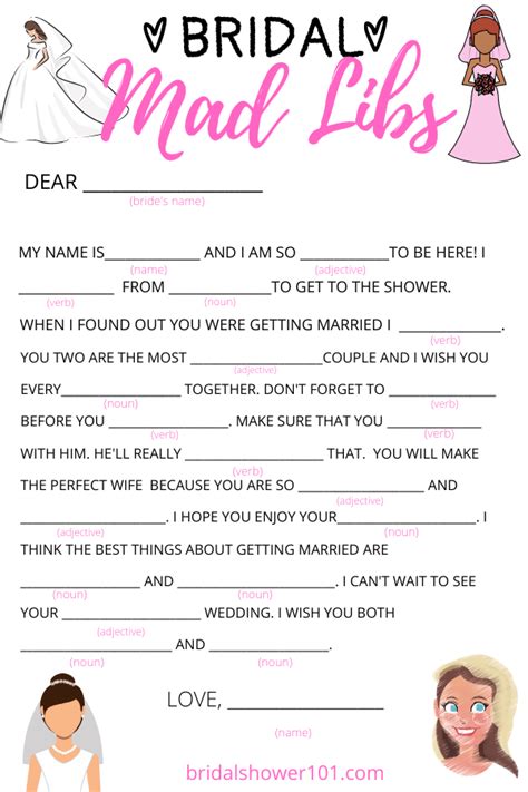 Free Printable Bridal Shower Mad Libs Printable Word Searches