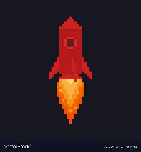 Pixel rocket Royalty Free Vector Image - VectorStock