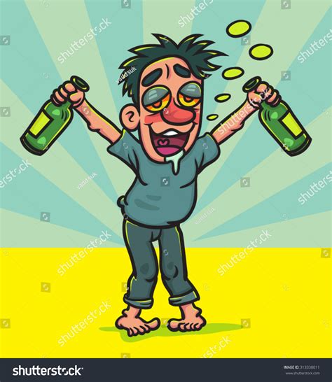 Cartoon Drunk Man Holding Bottle Illustration Stock Vector Royalty