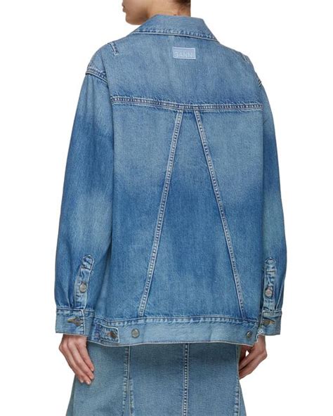 Ganni Oversized Tint Wash Denim Jacket In Blue Lyst