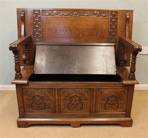 Antique Oak Monks Bench Hall Seat Settle Antiques Atlas