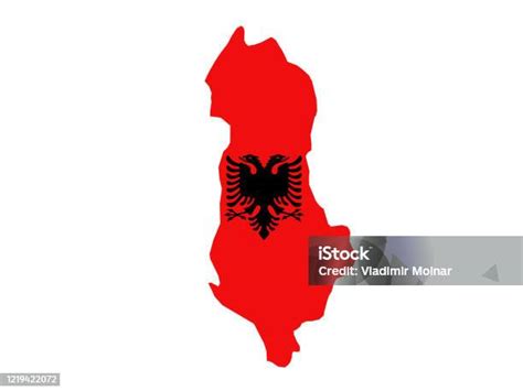 Mappa Albania Con Bandiera Immagini Vettoriali Stock E Altre Immagini