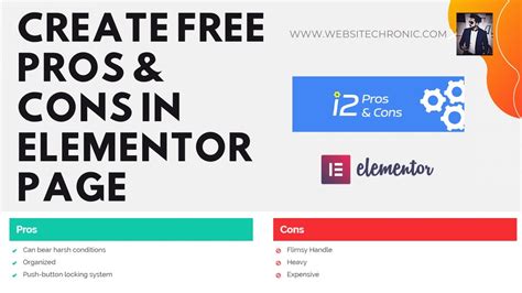 How To Create I Pros Cons Table On Elementor Page Builder For Free