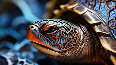 Close Up Of The Intricate Details Of A Sea Turtles Shell Stock