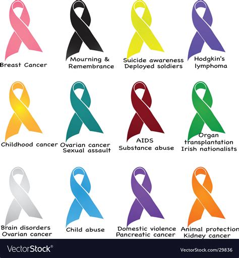 Awareness Ribbons Royalty Free Vector Image Vectorstock