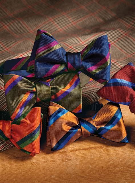 Silk Multi-Color Double Stripe Bow Tie in Copper - The Ben Silver ...