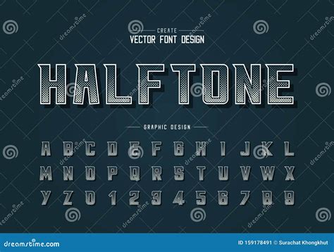 Halftone Square Font And Alphabet Vector Digital Bold Modern Typeface