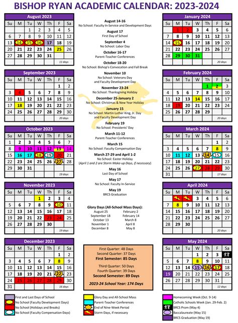 Bishop Ryan Catholic School :: 2023-2024 School Calendar :: Minot, ND