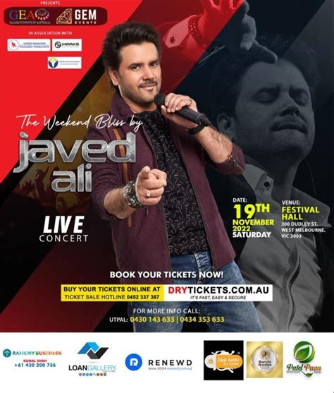 Javed Ali Live in concert Tickets | Festival Hall, Melbourne, VI ...