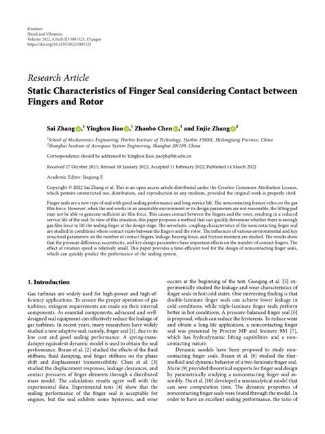 (PDF) Static Characteristics of Finger Seal considering Contact between Fingers and Rotor