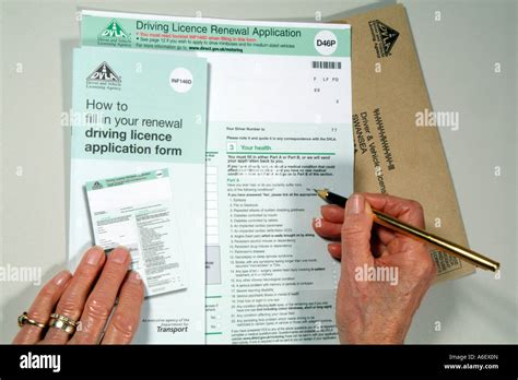 A Dvla British Driving Licence Renewal Application Form D46p Stock