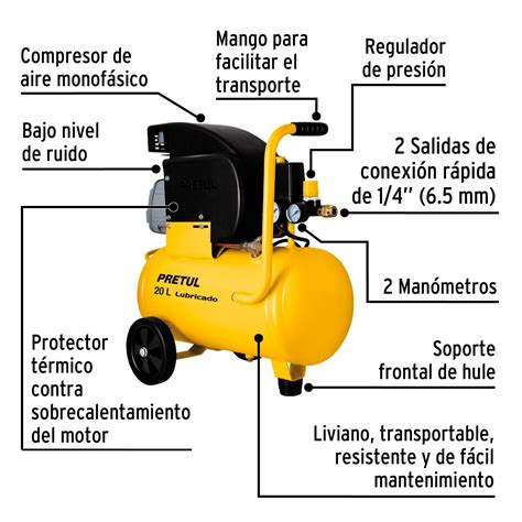 Compresor De Aire Pretul Comp Kit P Color Amarillo L Pistola