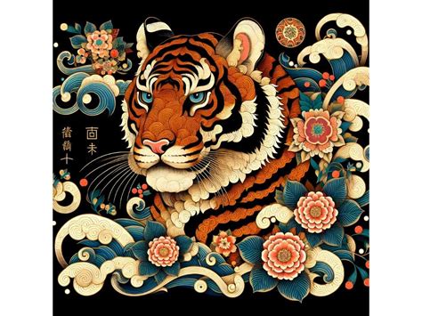 Beautiful Chinese Tiger Artwork Graphic by A.I Illustration and Graphics · Creative Fabrica