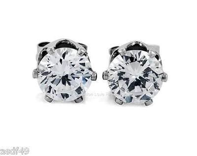 1 PAIR CZ CLEAR SQUARE OR ROUND MAGNETIC Clip On EARRINGS STUDS FOR