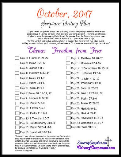 Scripture Writing Plan for October, 2017 | Sincerely, Sapphire