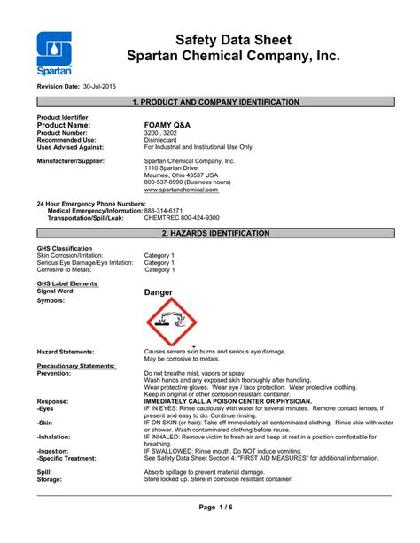 Chemical Safety Data Sheet