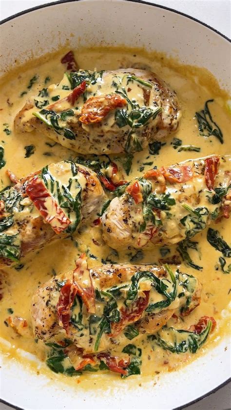 Chicken With Tomatoes And Spinach In A Yellow Sauce