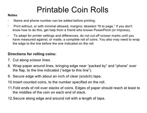 Printable Coin Wrappers Template Singaporeloading