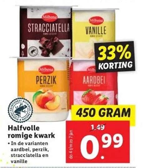 Milbona Halfvolle Romige Kwark 33 Korting Aanbieding Bij Lidl