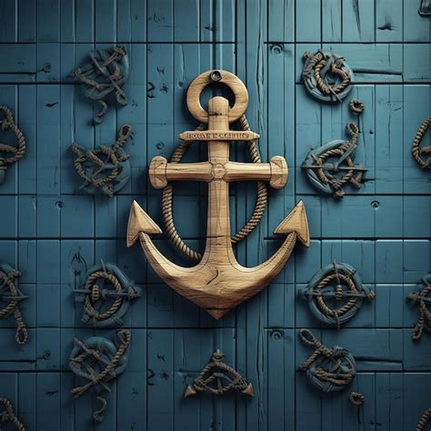 Premium Photo Nautical Vibes Anchors On Wooden Blue Wall