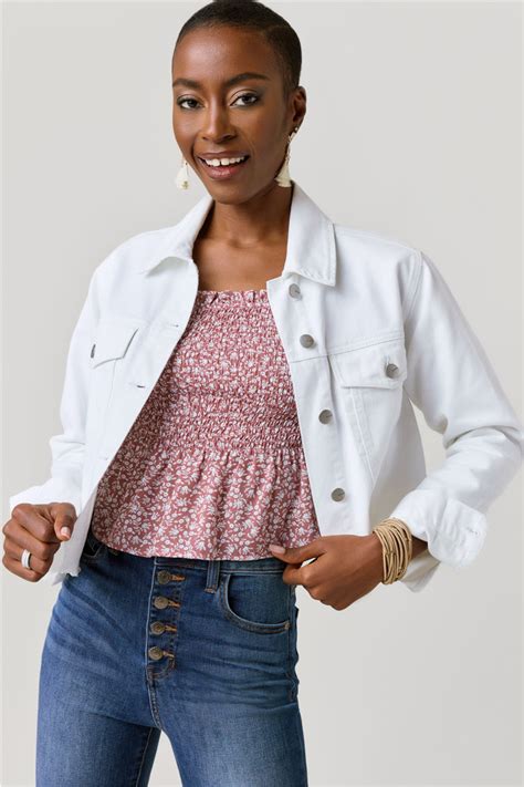 Kate Cropped White Denim Jacket Francescas