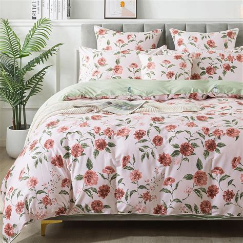 Fadfay Duvet Cover Sets Rose Floral Bedding Shabby Pink